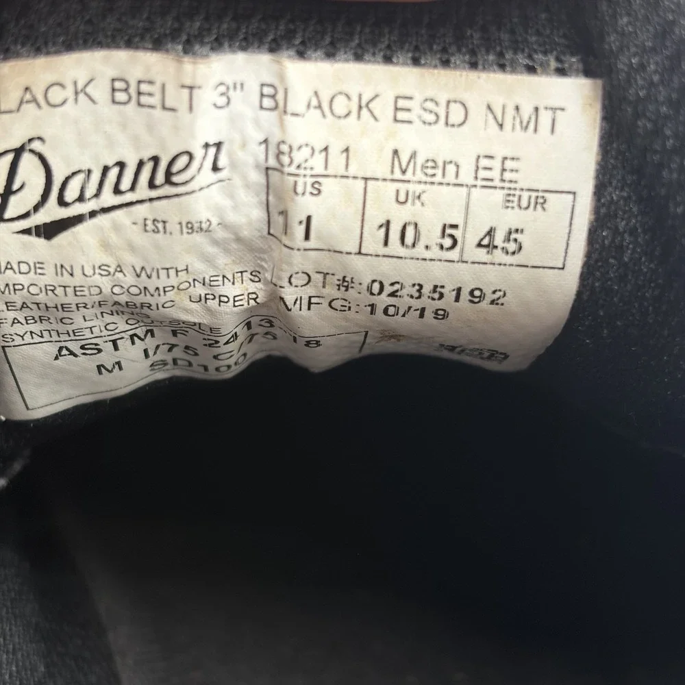 Danner Black Belt Men's 11 EE Composite Safety Toe 3
